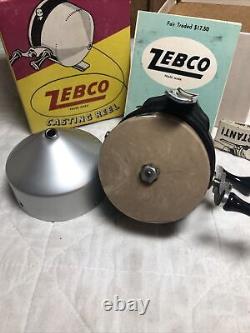Vtg New Zebco Zero Hour Bomb Co Spin Casting Fishing Reel Withbox Papers Tan Head