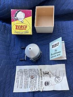 Vtg Zero Hour Bomb Co Tab Bobine Zebco Model #1 Standard Reel Vintage En Boîte