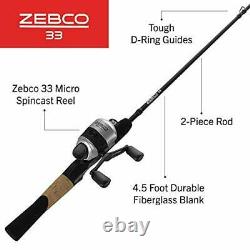 Zebco 33 Micro Spincast Bobine Et Canne À Pêche Combo, 4 Pieds 6 Pouces 2 Pièces Durabl