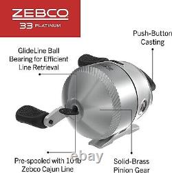 Zebco 33 Platinum Spincast Reel 5 Roulements À Billes (4 + Embrayage) Anti-revers Instantanés
