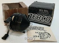 Zebco 808 Black Vintage Première Version En Boîte Avec Une Petite Bobine Spin-cast Fabriquée Aux États-unis