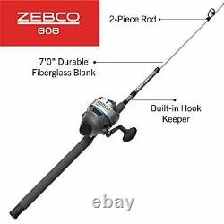 Zebco 808 Saltwater Spincast Reel And Fishing Rod Combo, 7'0durable Z-glass Rod