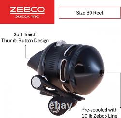 Zebco Omega Pro Spincast Pêche Bobine, 7 Roulements (6 + Embrayage), Noir Instantané