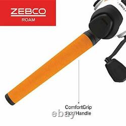 Zebco Roam Orange Spincast Bobine Et 2-piece De Pêche Rod Combo Comfortgrip Rod