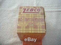 Zebco Scottee 66 Reel Vintage, Boîte, P / W, Brossé Alum, 1958 Seulement Par An. Très Agréable