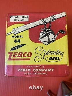 Zebco Vintage 1950's Zebco Model 44 Reel USA Avec Boîte Moulinet à Lancer Argenté